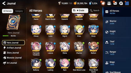 [GLOBAL] [INSTANT] Epic 7 Seven 2ML 4LIM New Moon Luna Briar Witch Iseria Fairytale Tenebria Baiken Dizzy Luna + ML pulls Mystics + 20 Speed Aged Starter Account-Mobile Games Starter