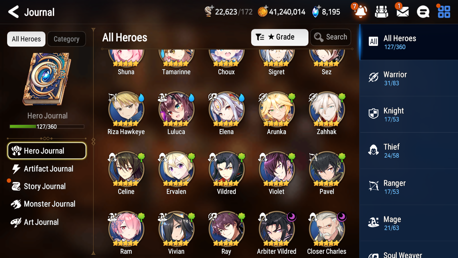 [GLOBAL] [INSTANT] Epic 7 Seven 2ML Arbiter Vildred Closer Charles Angel of Light Angelica + 41ML pulls + 20 Speed + Name Starter Account-Mobile Games Starter