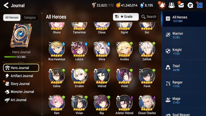 [GLOBAL] [INSTANT] Epic 7 Seven 2ML Arbiter Vildred Closer Charles Angel of Light Angelica + 41ML pulls + 20 Speed + Name Starter Account-Mobile Games Starter