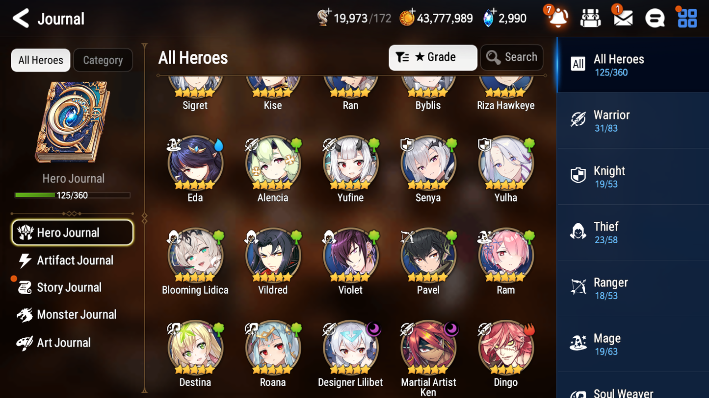 [GLOBAL] [INSTANT] Epic 7 Seven 2ML Blooming Lidica + Artifact + Byblis Designer Lilibet Ken +43ML pulls +20 Speed +Name Starter Account-Mobile Games Starter