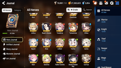 [GLOBAL] [INSTANT] Epic 7 Seven 2ML Fallen Cecilia Death Dealer Ray + ML Mystics pulls + 20 Speed Aged Starter Account-Mobile Games Starter