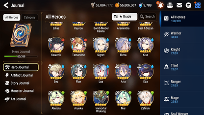 [GLOBAL] [INSTANT] Epic 7 Seven 2ML Rinak + artifact + Kayron Astromancer Elena + 67ML pulls 9k skystones 900 mystics+ 20 Speed +Name Starter Account-Mobile Games Starter