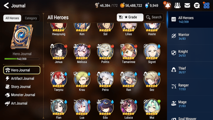 [GLOBAL] [INSTANT] Epic 7 Seven 2ML Rinak + artifact + Zio Belian + 68ML pulls 10k skystones 1400 mystics+ 20 Speed +Name Starter Account-Mobile Games Starter