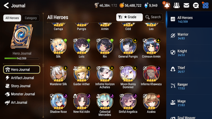[GLOBAL] [INSTANT] Epic 7 Seven 2ML Rinak + artifact + Zio Belian + 68ML pulls 10k skystones 1400 mystics+ 20 Speed +Name Starter Account-Mobile Games Starter