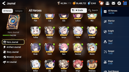 [GLOBAL] [INSTANT] Epic 7 Seven 2ML Rinak + artifact + Zio Belian + 68ML pulls 10k skystones 1400 mystics+ 20 Speed +Name Starter Account-Mobile Games Starter
