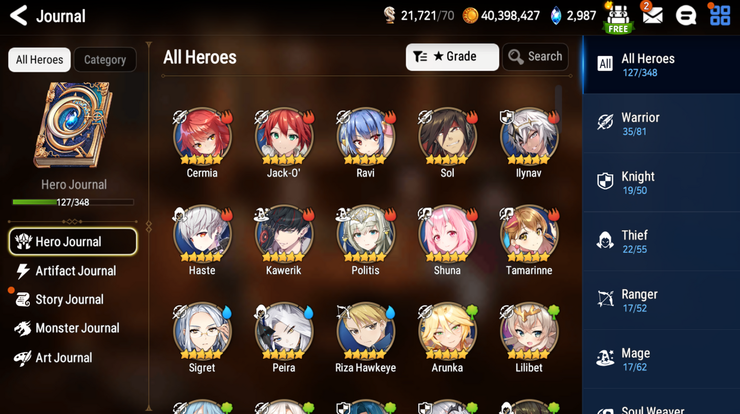[GLOBAL] [INSTANT] Epic 7 Seven 2ML Young Senya+artifact Commander Pavel Fallen Cecilia Rimuru + ML pulls + Name Starter Account-Mobile Games Starter