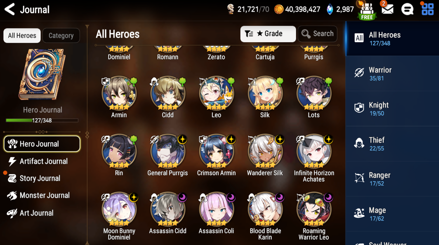 [GLOBAL] [INSTANT] Epic 7 Seven 2ML Young Senya+artifact Commander Pavel Fallen Cecilia Rimuru + ML pulls + Name Starter Account-Mobile Games Starter
