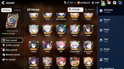 [GLOBAL] [INSTANT] Epic 7 Seven 2ML Young Senya+artifact Commander Pavel Fallen Cecilia Rimuru + ML pulls + Name Starter Account-Mobile Games Starter