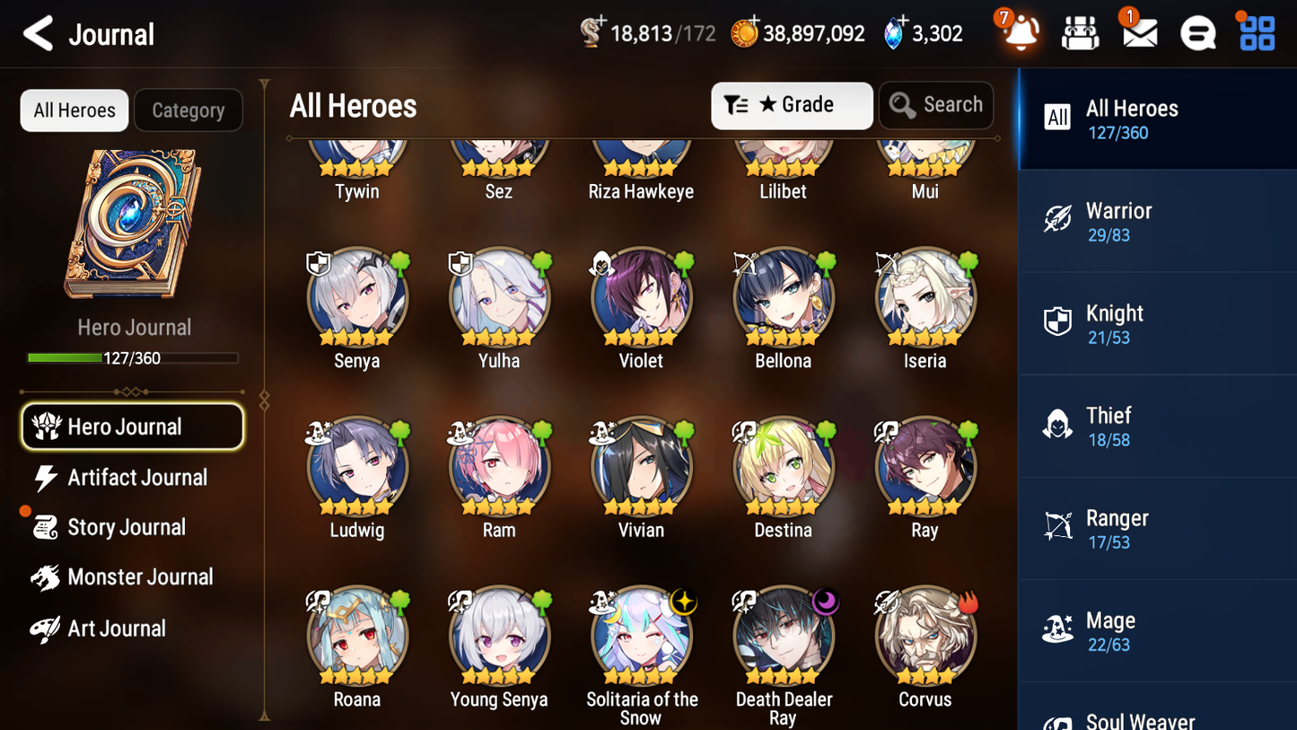 [GLOBAL] [INSTANT] Epic 7 Seven 2ML Young Senya+artifact Solitaria of the Snow Death Dealer Ray + 40ML pulls +20 Speed + Name Starter Account-Mobile Games Starter