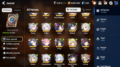 [GLOBAL] [INSTANT] Epic 7 Seven 2ML Young Senya+artifact Solitaria of the Snow Death Dealer Ray + 40ML pulls +20 Speed + Name Starter Account-Mobile Games Starter