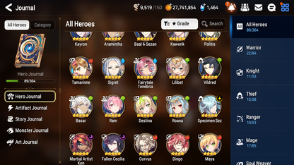 [GLOBAL] [INSTANT] Epic 7 Seven 3ML Martial Artist Ken Fallen Cecilia Specimen Sez Fairytale Tenebria+ ML pulls Mystics+20 Speed Starter Account-Mobile Games Starter
