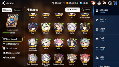 [GLOBAL] [INSTANT] Epic 7 Seven 3ML 1LIM New Moon Luna Briar Witch Iseria Requiem Roana Rem +10k Gems +48ML pulls + 20 Speed Starter Account-Mobile Games Starter