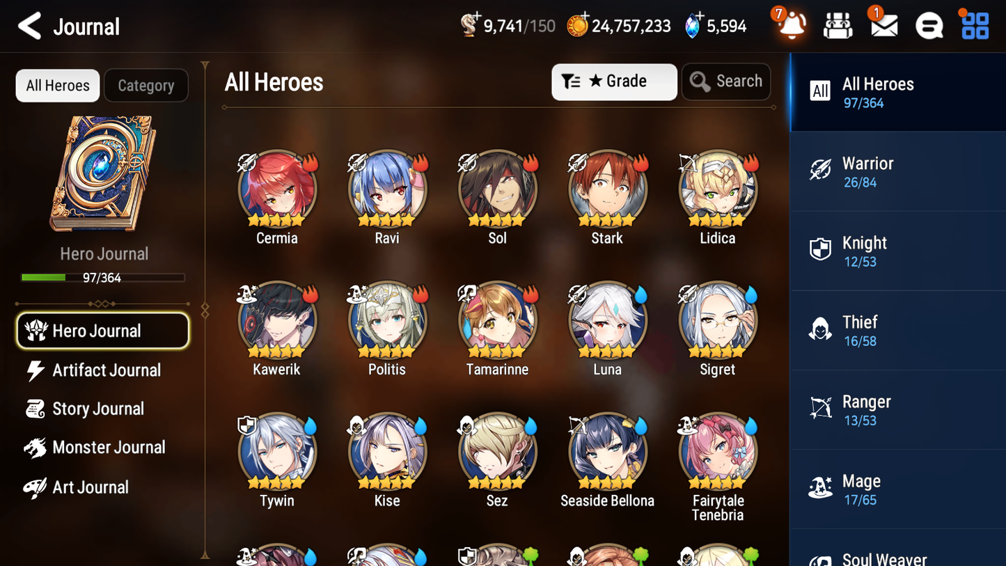 [GLOBAL] [INSTANT] Epic 7 Seven 3ML 4LIM Straze Faithless Lidica Fallen Cecilia Seaside Bellona Fairytale Tenebria Luna Baiken + ML pulls Mystics + 20 Speed Aged Starter Account-Mobile Games Starter