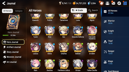 [GLOBAL] [INSTANT] Epic 7 Seven 3ML 4LIM Straze Faithless Lidica Fallen Cecilia Seaside Bellona Fairytale Tenebria Luna Baiken + ML pulls Mystics + 20 Speed Aged Starter Account-Mobile Games Starter