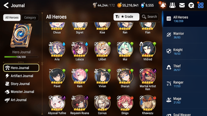 [GLOBAL] [INSTANT] Epic 7 Seven 3ML Abyssal Yufine Requiem Roana Ken + 63ML pulls 9k skystones 1250 mystics+ 20 Speed + Name Starter Account-Mobile Games Starter