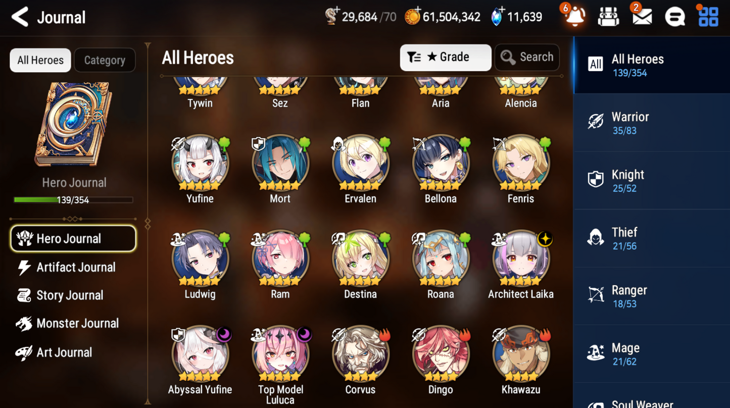 [GLOBAL] [INSTANT] Epic 7 Seven 3ML Abyssal Yufine Top Model Luluca Architect Laika + 63ML pulls 11k skystones 1300 mystics+ Name Starter Account-Mobile Games Starter