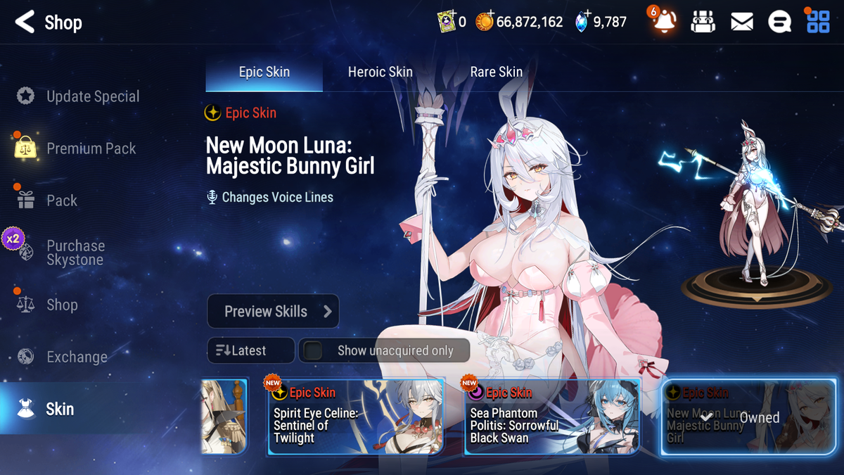 [GLOBAL] [INSTANT] Epic 7 Seven 3ML double Luna (New Moon Luna+Luna) + Arbiter Vildred Ruele + 50ML pulls + 2x 20 Speed + Luna Skin + Name Starter Account-Mobile Games Starter