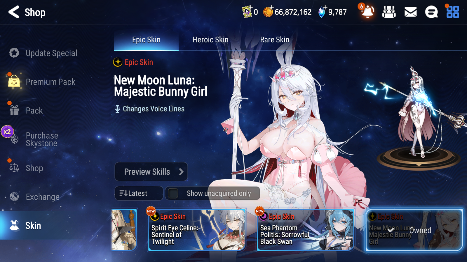 [GLOBAL] [INSTANT] Epic 7 Seven 3ML double Luna (New Moon Luna+Luna) + Arbiter Vildred Ruele + 50ML pulls + 2x 20 Speed + Luna Skin + Name Starter Account-Mobile Games Starter