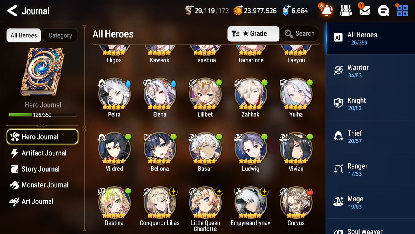 [GLOBAL] [INSTANT] Epic 7 Seven 3ML Empyrean Ilynav Conqueror Lilias Angel + 49ML pulls +20 Speed + Name Starter Account-Mobile Games Starter