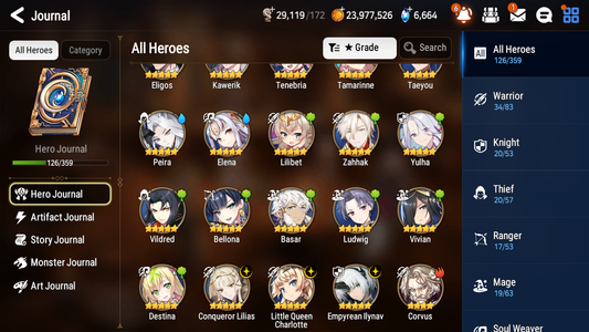 [GLOBAL] [INSTANT] Epic 7 Seven 3ML Empyrean Ilynav Conqueror Lilias Angel + 49ML pulls +20 Speed + Name Starter Account-Mobile Games Starter