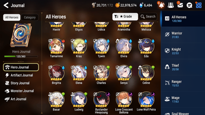 [GLOBAL] [INSTANT] Epic 7 Seven 3ML Lone Wolf Peira Bystander Hwayoung Lone Crescent Bellona + 46ML pulls +20 Speed + Name Starter Account-Mobile Games Starter