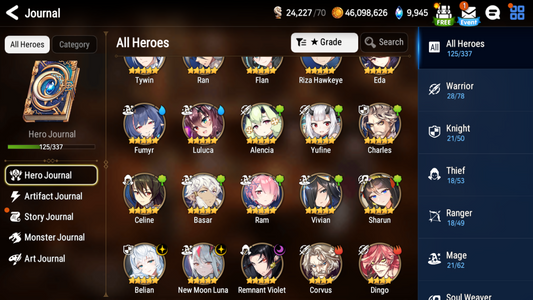 [GLOBAL] [INSTANT] Epic 7 Seven 3ML New Moon Luna Belian Remnant Violet +10k Gems + ML pulls Starter Account-Mobile Games Starter