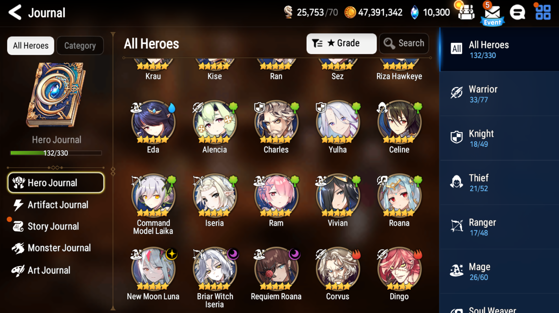 [GLOBAL] [INSTANT] Epic 7 Seven 3ML New Moon Luna Briar Witch Iseria Requiem Roana Rem +10k Gems +33 ML pulls Starter Account-Mobile Games Starter