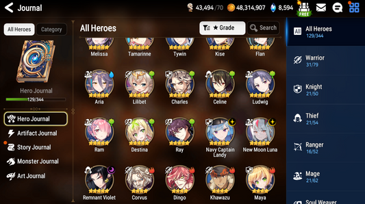 [GLOBAL] [INSTANT] Epic 7 Seven 3ML New Moon Luna Navy Captain Landy Remnant Violet + ML pulls + Name Starter Account-Mobile Games Starter