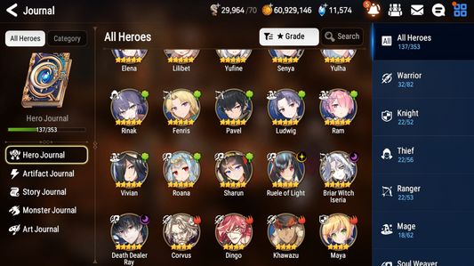 [GLOBAL] [INSTANT] Epic 7 Seven 3ML Rinak + Ruele Briar Witch Iseria Death Dealer Ray + 63ML pulls 11k skystones 1300 mystics+ Name Starter Account-Mobile Games Starter