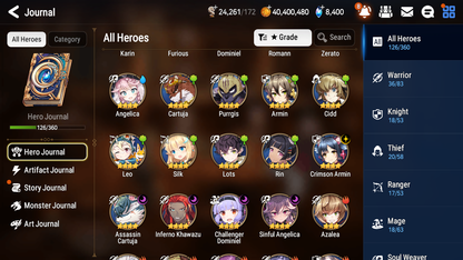 [GLOBAL] [INSTANT] Epic 7 Seven 3ML Straze Ruele of Light SBA + 42ML pulls + 20 Speed + Name Starter Account-Mobile Games Starter