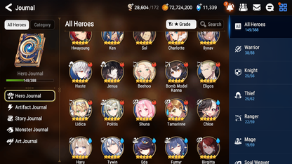 [GLOBAL] [INSTANT] Epic 7 Seven 4ML 1LIM Bystander Hwayoung Haru+artifact Straze Belian Lionheart Cermia + 90ML pulls 11k skystones 1200 mystics+3x 20 Speed + Luna Skin+ Name Starter Account-Mobile Games Starter