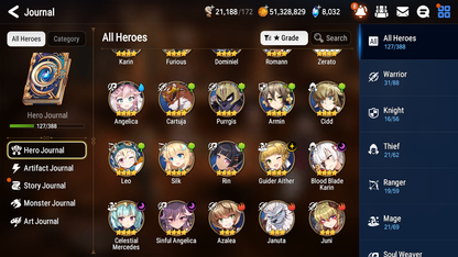 [GLOBAL] [INSTANT] Epic 7 Seven 4ML 1LIM Haru+artifact Harsetti Solitaria Faithless Lidica DJ Desert Jewel Basar + 57ML pulls + 3x 20 Speed + Luna Skin + Name Starter Account-Mobile Games Starter