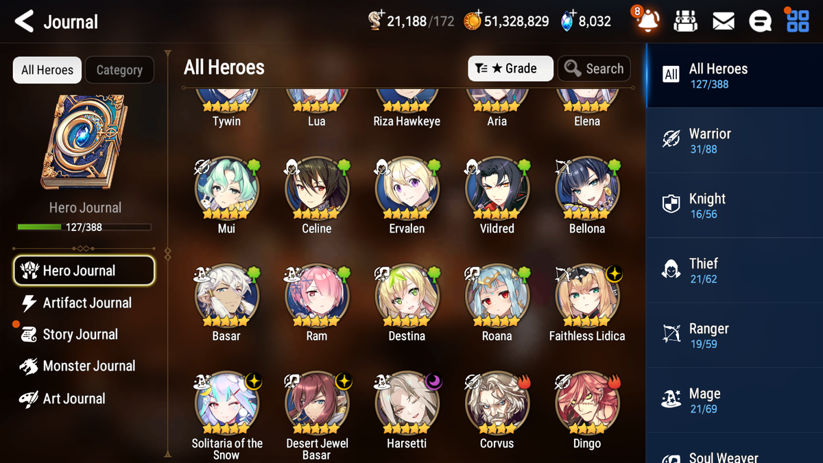 [GLOBAL] [INSTANT] Epic 7 Seven 4ML 1LIM Haru+artifact Harsetti Solitaria Faithless Lidica DJ Desert Jewel Basar + 57ML pulls + 3x 20 Speed + Luna Skin + Name Starter Account-Mobile Games Starter