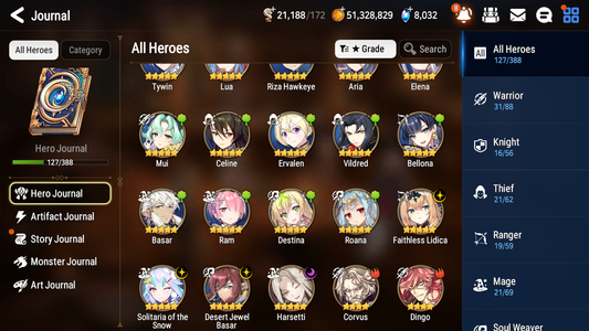 [GLOBAL] [INSTANT] Epic 7 Seven 4ML 1LIM Haru+artifact Harsetti Solitaria Faithless Lidica DJ Desert Jewel Basar + 57ML pulls + 3x 20 Speed + Luna Skin + Name Starter Account-Mobile Games Starter