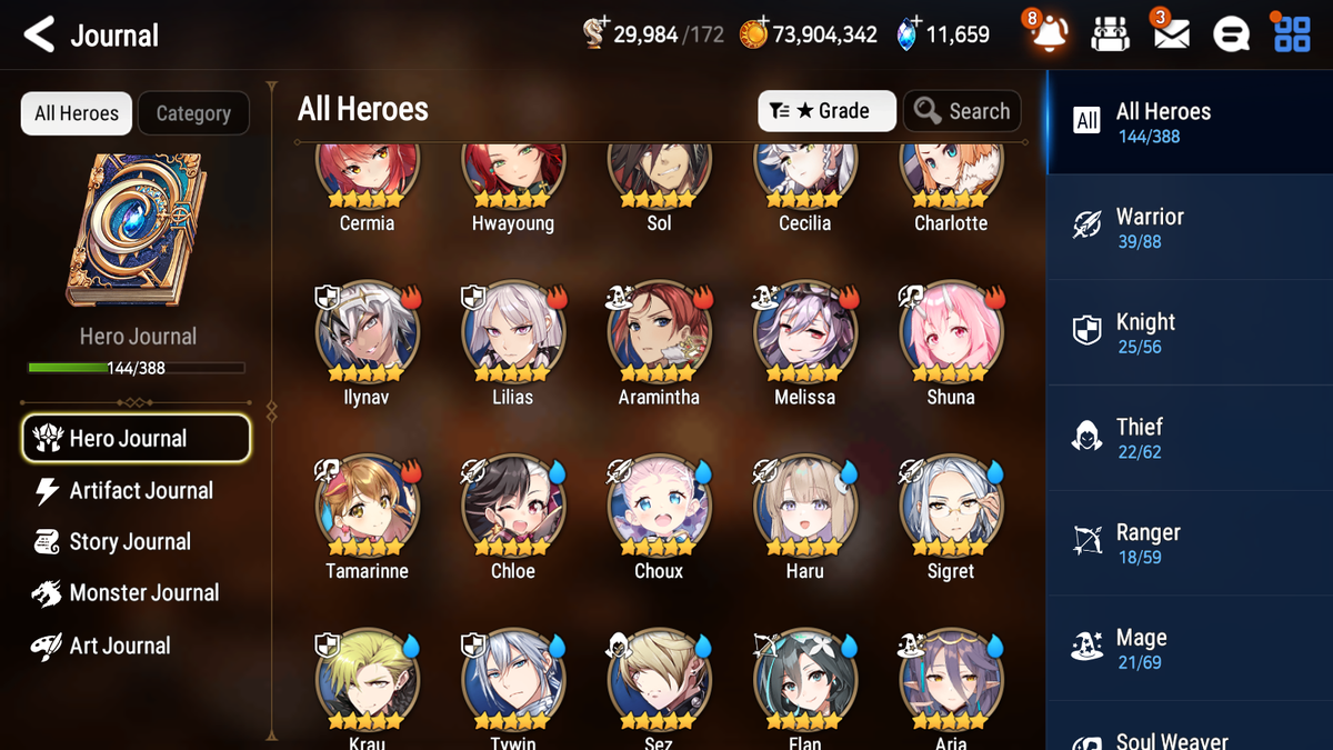 [GLOBAL] [INSTANT] Epic 7 Seven 4ML 1LIM Salome Haru Abyssal Yufine Top Model Luluca Architect Laika + 91ML pulls 11k skystones mystics+ 2x 20 Speed + 4 Sets Gear + Luna Skin+Name Starter Account-Mobile Games Starter
