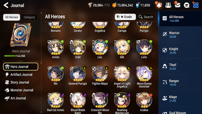 [GLOBAL] [INSTANT] Epic 7 Seven 4ML 1LIM Salome Haru Abyssal Yufine Top Model Luluca Architect Laika + 91ML pulls 11k skystones mystics+ 2x 20 Speed + 4 Sets Gear + Luna Skin+Name Starter Account-Mobile Games Starter