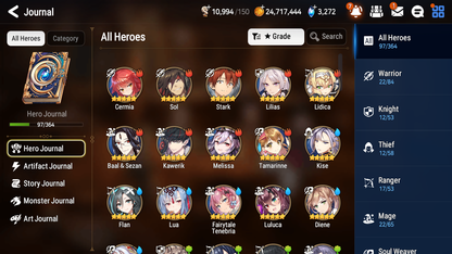 [GLOBAL] [INSTANT] Epic 7 Seven 4ML 2LIM Fallen Cecilia Mediator Kawerik Martial Artist Ken Pirate Captain Flan Diene Fairytale Tenebria + ML Mystics pulls + 20 Speed Aged Starter Account-Mobile Games Starter