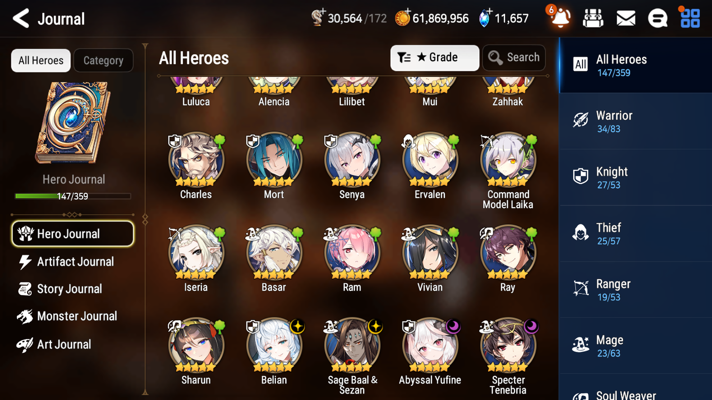 [GLOBAL] [INSTANT] Epic 7 Seven 4ML Abyssal Yufine Belian Specter Tenebria Sage Baal + 77ML pulls 11k skystones 1300 mystics+20 Speed +Name Starter Account-Mobile Games Starter