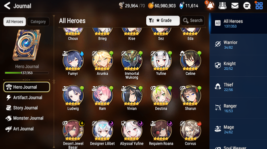 [GLOBAL] [INSTANT] Epic 7 Seven 4ML Abyssal Yufine Requiem Roana Designer Lilibet DJ Basar + 63ML pulls 11k skystones 1300 mystics+ Name Starter Account-Mobile Games Starter