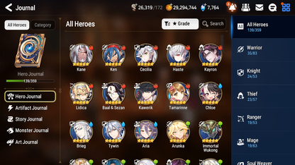 [GLOBAL] [INSTANT] Epic 7 Seven 4ML Boss Arunka Requiem Roana Faithless Lidica Ruele + 55ML pulls + 20 Speed + Name Starter Account-Mobile Games Starter
