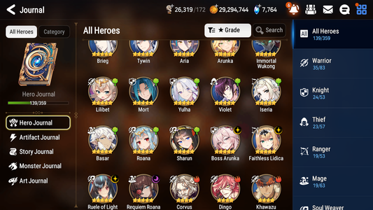 [GLOBAL] [INSTANT] Epic 7 Seven 4ML Boss Arunka Requiem Roana Faithless Lidica Ruele + 55ML pulls + 20 Speed + Name Starter Account-Mobile Games Starter