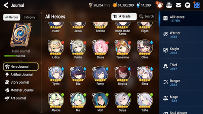 [GLOBAL] [INSTANT] Epic 7 Seven 4ML Bystander Hwayoung Straze Belian Lionheart Cermia + 76ML pulls 11k skystones 1200 mystics+20 Speed+ Name Starter Account-Mobile Games Starter