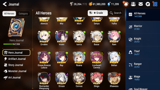 [GLOBAL] [INSTANT] Epic 7 Seven 4ML Bystander Hwayoung Straze Belian Lionheart Cermia + 76ML pulls 11k skystones 1200 mystics+20 Speed+ Name Starter Account-Mobile Games Starter