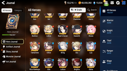 [GLOBAL] [INSTANT] Epic 7 Seven 4ML Empyrean Ilynav Conqueror Lilias Celine Eternal Wanderer Ludwig + 68ML pulls 13k skystones 2900 mystics+ Name Starter Account-Mobile Games Starter