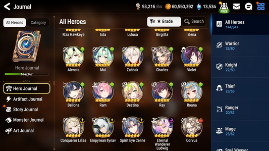 [GLOBAL] [INSTANT] Epic 7 Seven 4ML Empyrean Ilynav Conqueror Lilias Celine Eternal Wanderer Ludwig + 68ML pulls 13k skystones 2900 mystics+ Name Starter Account-Mobile Games Starter