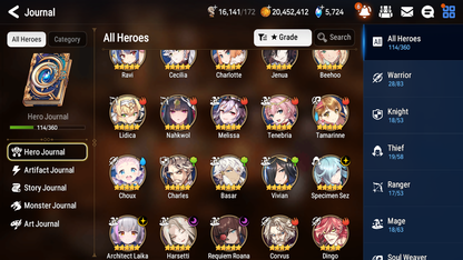 [GLOBAL] [INSTANT] Epic 7 Seven 4ML Harsetti Architect Laika Specimen Sez Roana + 42ML pulls +20 Speed + Name Starter Account-Mobile Games Starter