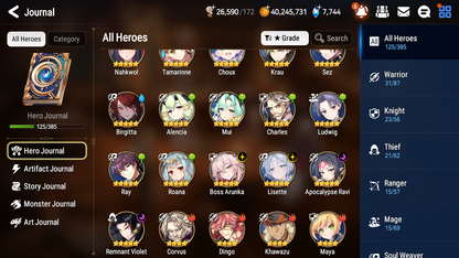 [GLOBAL] [INSTANT] Epic 7 Seven 4ML Lisette Boss Arunka Remnant Violet Apocalypse Ravi + 69ML pulls +2x 20 Speed + Luna Skin + Name Starter Account-Mobile Games Starter