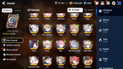 [GLOBAL] [INSTANT] Epic 7 Seven 4ML New Moon Luna Abyssal Yufine Zio Maid Chloe +38ML pulls +20 Speed + Name Starter Account-Mobile Games Starter