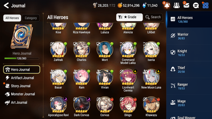 [GLOBAL] [INSTANT] Epic 7 Seven 4ML New Moon Luna Lionheart Cermia Apocalypse Ravi Corvus +11k Gems + 50ML pulls + 20 Speed Starter Account-Mobile Games Starter