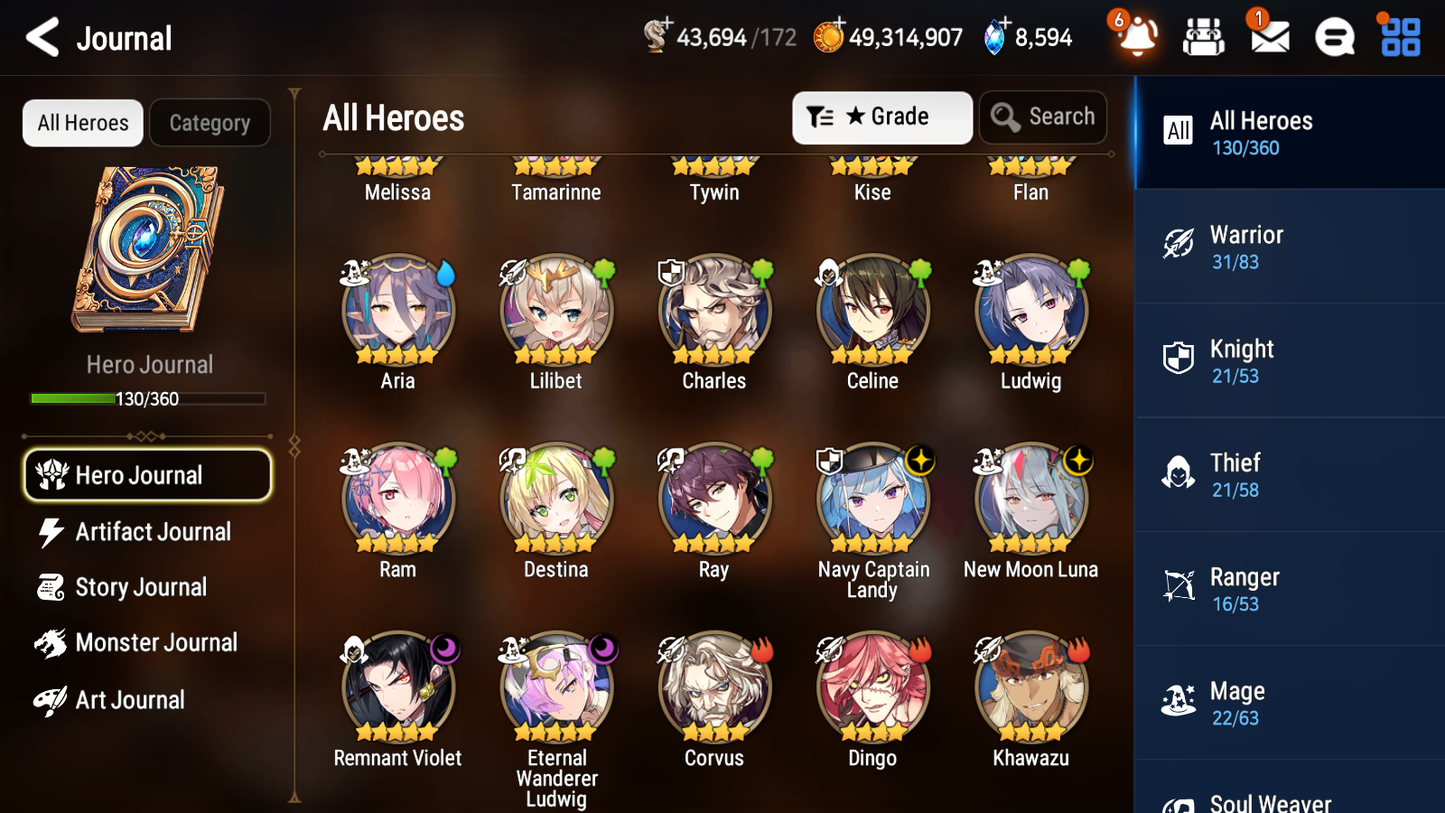 [GLOBAL] [INSTANT] Epic 7 Seven 4ML New Moon Luna Navy Captain Landy Remnant Violet Eternal Wanderer Ludwig+ 58ML pulls +20 Speed +Name Starter Account-Mobile Games Starter